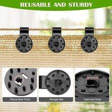 50Pack Large Black Sun Shade Net Clips, Heavy-Duty Fixing Clamps for Outdoor Use