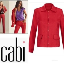 CAbi 5472 Valentine Jacket Sz M Red Linen Blend