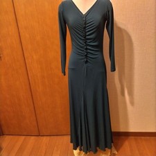 Chacott Green Long Sleeve Ballroom Dress with Choker, Size S, Excellent