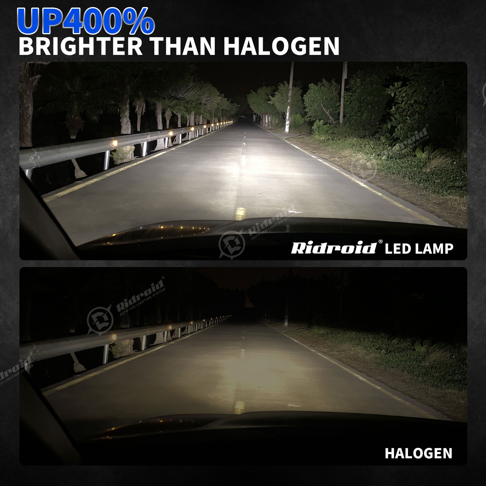 RIDROID H13 9008 LED Headlight Bulbs Kit High Low Beam Super Bright Canbus 6500K