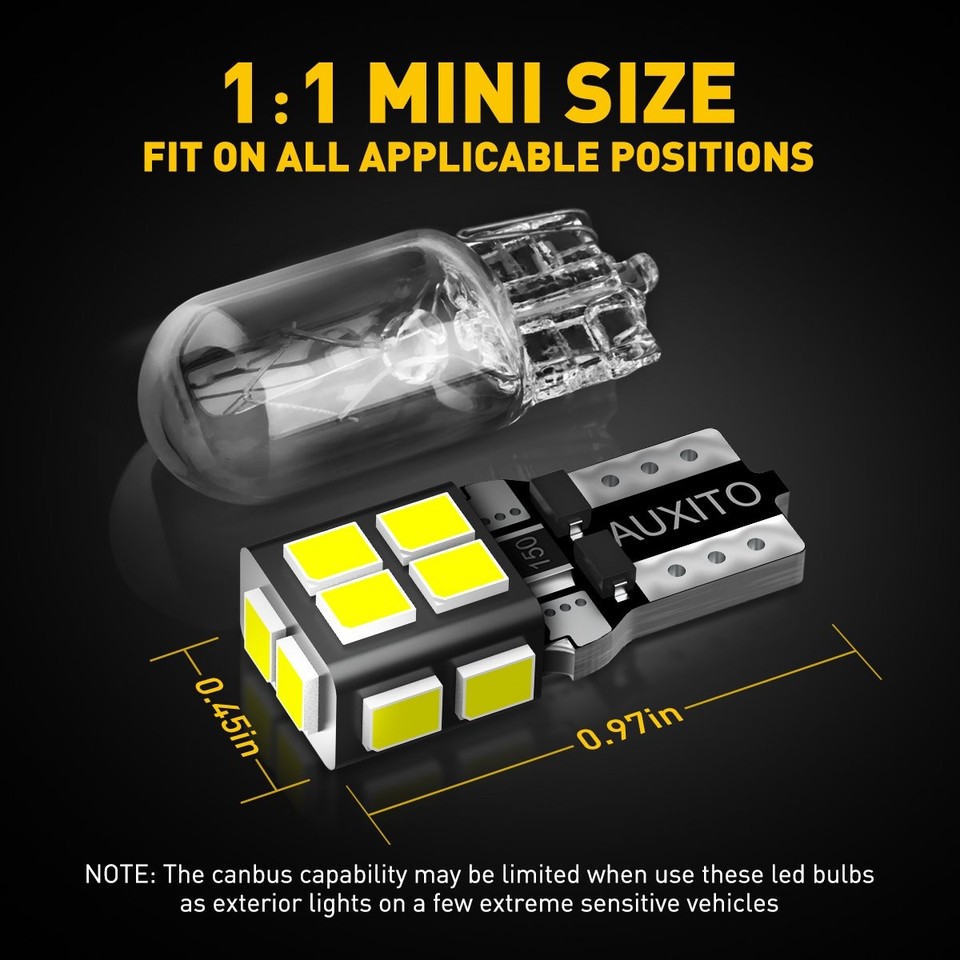 10x AUXITO T10 168 194 LED License Plate Light Bulb Interior Bulbs ...