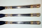 AEGEAN WEAVE Gold WALLACE Corsica 18/10 stainless SET of 3 DINNER KNIVES Fr Ship