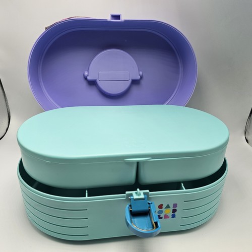 Vintage Caboodles Makeup Organizer Storage Case Box 2615 Purple Mint Green Large - Picture 9 of 13