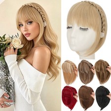 US Braided Headband Hair Clip in Fringe Bangs Real As Human Hair Extensions Xmas
