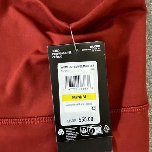Under Armour Womens Motion Fitted High Rise Activewear Training Sports Red Sz M - Picture 3 of 6