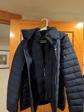 Tommy Hilfiger TH Flex Men  s Blue Quilted Nylon Puffer Jacket Full Zip L