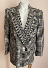 VTG Peabody House Blazer Wool Blend Plaid Houndstooth Jacket Double Breast 9/10