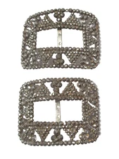 Riveted Steel Antique Shoe Buckles Pair