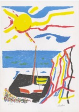 ENRICO PAULUCCI  "GRANDE SOLE E ROCCE, 1955  Litografia, - GRAFICA