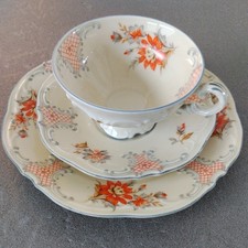 Schumann Porzellan Bavaria Sammelgedeck 3-teilig alt 1940er Vintage Blumendekor