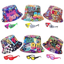 12 Pack Retro 80's 90's Party Bucket Hats With Neon Party Sunglasses, Funny 1...