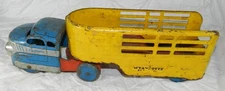 Vintage Wyandotte Pressed Steel Express Truck with Cattle Trailer - 17.5" long