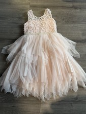 American Princess Ivory Floral Lace Tulle Ball Gown Dress with Bow Size 8