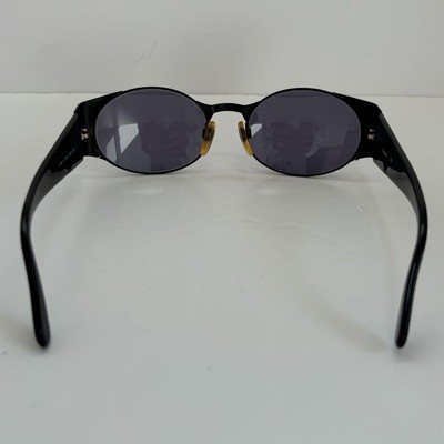 CHANEL Oval Sunglasses Black Frame Grey Lens Coco Mark