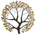 Autumn Tree of Life Gold Brown Photo Holder Wall Mounted Iron Card Sculpture