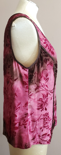 Dressbarn Tank Top 2X Pink Brown TIe Dye Velvet Burnout Sleeveless Stretch Plus - Picture 4 of 13