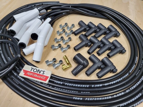 Universal 45 / 135 Ceramic Black 8mm Spark Plug Wire Kit v8 HEI Ford Chevy v8 - Picture 2 of 2