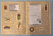1986 Vintage 2 Page Print Ad IDS Personal Financial Plan American Express Maze