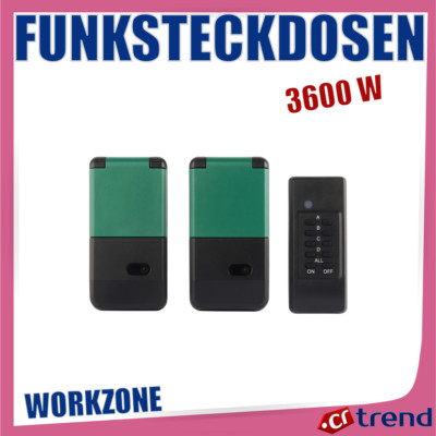 WORKZONE Funksteckdosen mit Fernbedienung 2er Set, 3600W, inkl. Batterien