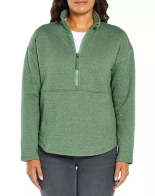 Eddie Bauer Ladies Quilted Half Zip Pullover Heathered Light