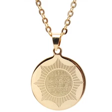 Round Gold Pt Al Qalam Quran Vanyakad Necklace Chain Islamic Gift Muslim Allah