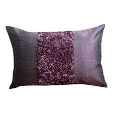Lumbar Cushion Case Purple Set of 2, Rectangle Silk Fabric - Plum Love