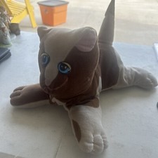 vintage Plush Pound Putties 12  Tan/grey cat Kitten pink ears EUC Tonka