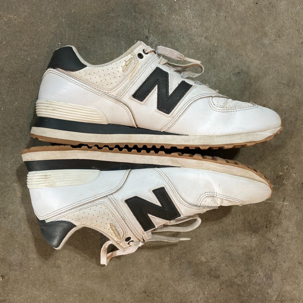 Size 10 - New Balance 574 White Grey for sale online | eBay