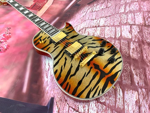 Tiger pattern LP electric guitar cool sparkling gold hardware FAST SHIP FROM US