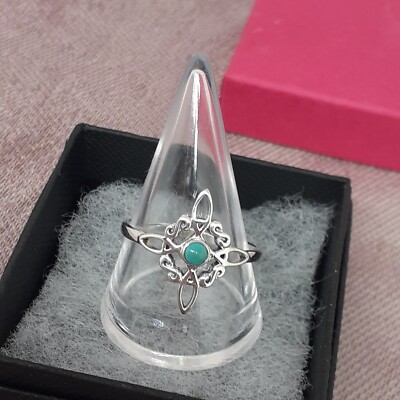 Ring Sterling Silver 925 Witches Knot - New -Turquoise- Multiple Sizes