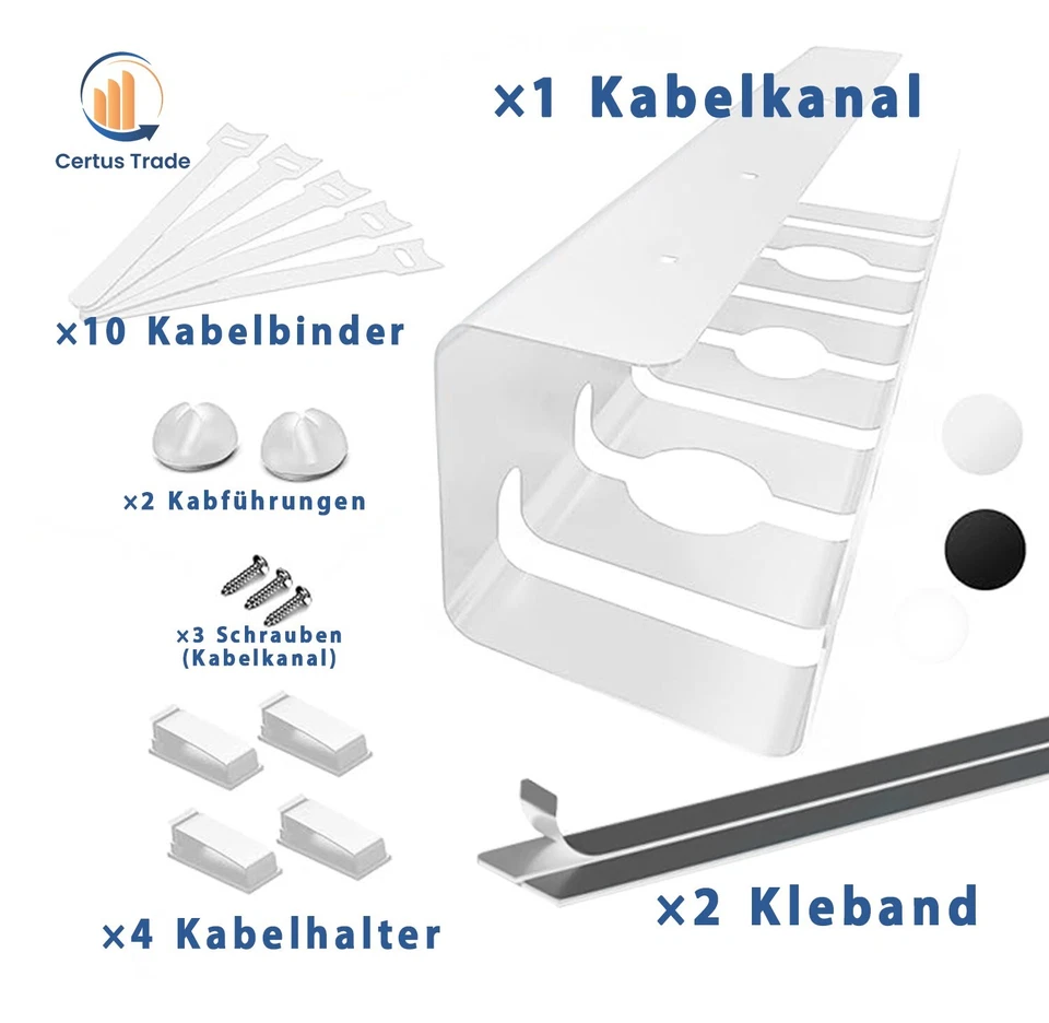 Kabelkanal 1er Kabelmanagement unter Schreibtisch Organizer & Kabelhalter - Bild 3 von 4