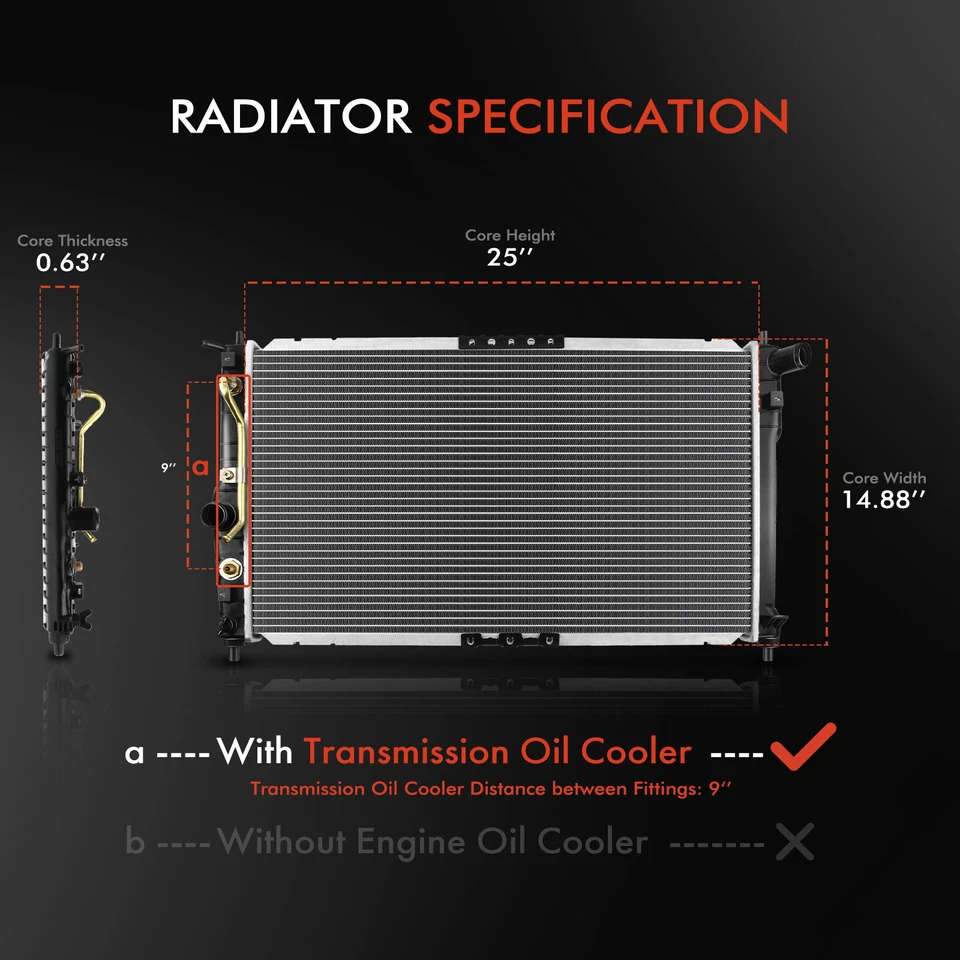 Radiador con enfriador de aceite para Daewoo Lanos 1999 2000 2001 2002 transmisión automática Foto 2 de 4