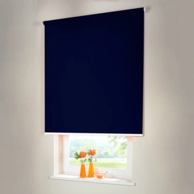 Verdunkelungsrollo Mittelzugrollo Springrollo Rollo - Höhe 180 cm dunkelblau - Bild 1 von 3