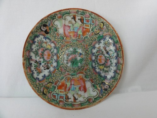 "Antigua placa medallón rosa porcelana china 5 1/8" - Imagen 2 de 12