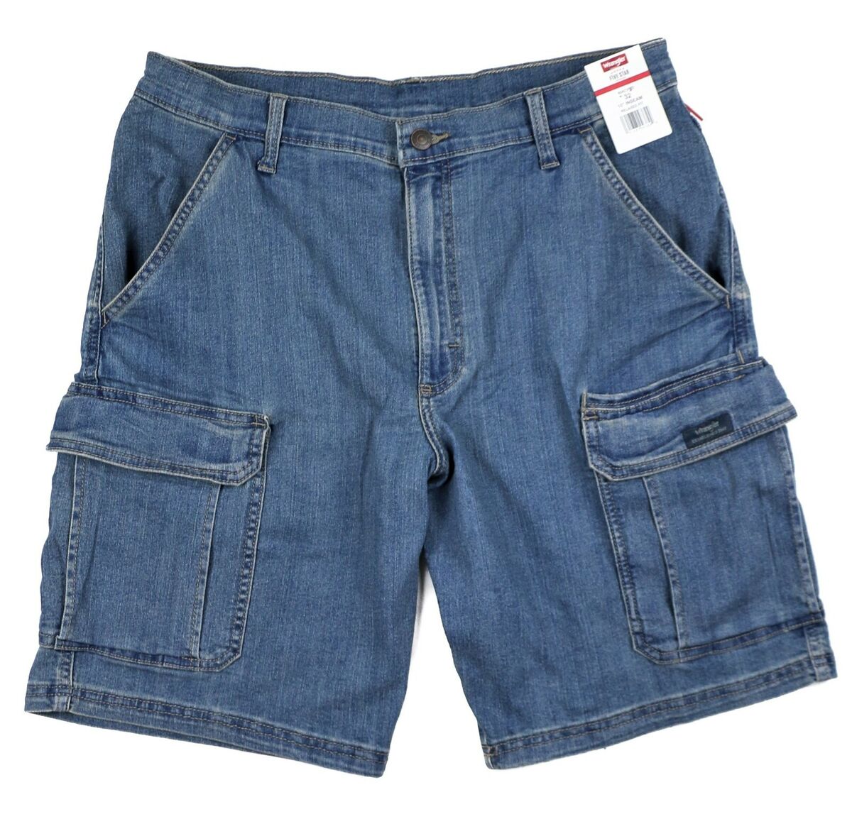 New Wrangler Denim Cargo Shorts Men's Sizes W30 - W44 Medium New Wrangler Denim Cargo Shorts Men's Sizes W30 - W44 Medium