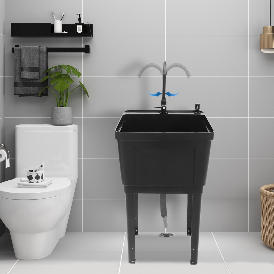 Utility Sink Laundry Tub Wash Bowl Basin Laundry Sink With Faucet