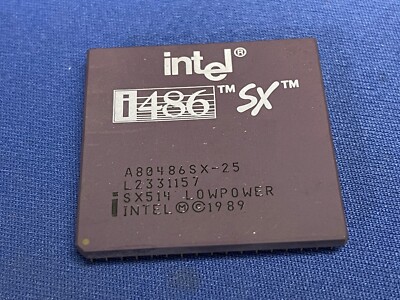 i486SX-25 CPU Processor A80486SX-25 INTEL VINTAGE 89+ 168Gold Pins NEW LAST ONE