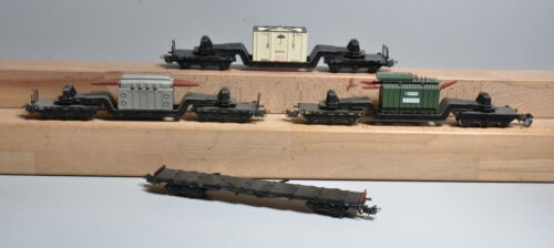 4 Stk. Märklin Rungen- und Tiefladewagen der DB mit Kiste und Trafos - Bild 1 von 4