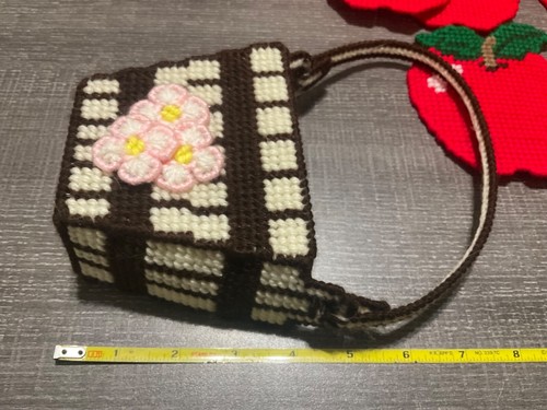 Sehr selten Vintage Korb mit Äpfeln Nadelspitze Untersetzer 6er Set mit Korb - Bild 9 von 12