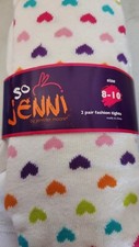 So Jenni by Jennifer Moore 2-Pair Fashion Tights Size 8-10 Colorful Hearts Lace