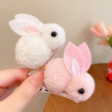 Plush Easter bunny barrette and red bow