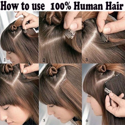 170G+ REAL THICK Double Weft Full Head Clip In Human Hair Extensions Balayage US - Picture 15 of 43