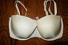 36C    VICTORIA'S SECRET SEAMLESS VINTAGE    BRA PUSH UP STRAPLESS    WHITE WIRE