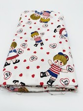 Vintage Valentine s Day fabric Raggedy Ann and Andy cute hearts SHIPS FAST