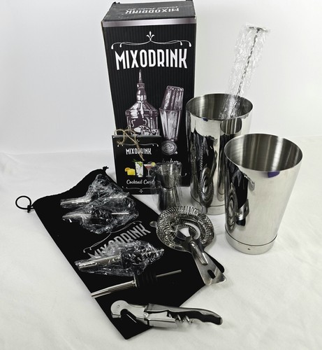 MIXODRINK 28oz Cocktail Shaker Set - 12 PC Stainless Steel w Drink Mixer Book - Picture 2 of 4