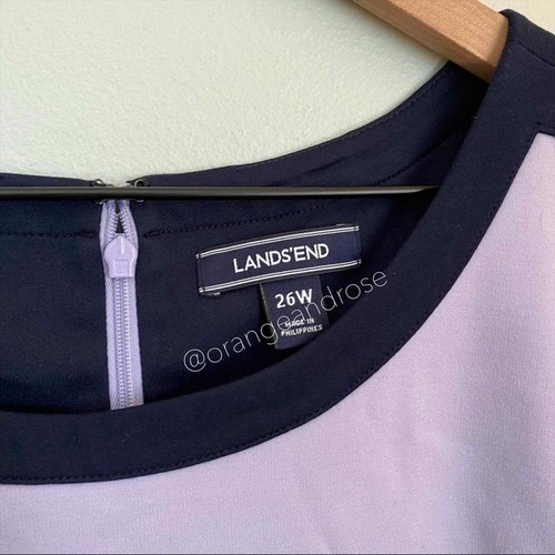 LANDS’ END Lilac Purple Navy Blue Sheath MIDI soft Career Dress 26W Work - Picture 7 of 9