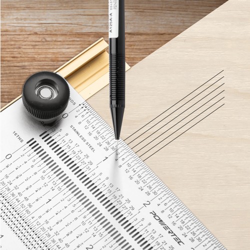 POWERTEC Precision Marking T-Rule with Mechanical Pencil, Stainless Steel - Picture 5 of 7