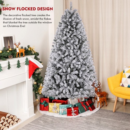 7.5ft/6ft Prelit Artificial Christmas Tree w/ Lights Snow Flocked Holiday Decor~ - Picture 12 of 98