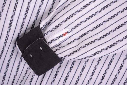 Robert Graham White Silver Black Chromatic Embroidered Stripe Button Up Shirt XL - Picture 7 of 10