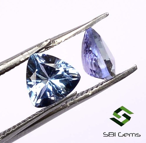 1.54 Cts Certificado Tanzanita Natural Trillón Corte Par 6x6mm Brillante Suelto - Picture 5 of 5